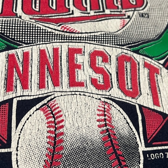 Vintage 90s Minnesota Twins MLB Baseball 1990s Logo 7 Tee Tshirt - Picture 6 of 8